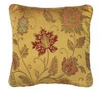 Paoletti Riva Zurich Coussin Rempli Jaune - Décoration Florale Jacquard Design - Canalisé Edges - Réversible - 100 Cas (18" X 18" Pouces) - Conçu Au Royaume-Uni, Polyester, Or, 45 X 45 Cm