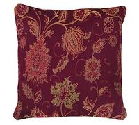 Paoletti Riva Zurich Coussin Rempli Rouge - Conception Florale Décorative Jacquard - Canalisé Edges - Réversible - 100 Cas (18" X 18" Pouces) - Conçu Au Royaume-Uni, Polyester, Bourgogne, 45 X 45 Cm