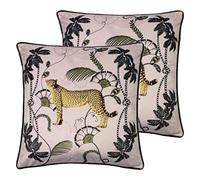 Paoletti Tropica Cheetah Coussins remplis de Plumes (Pack Jumeaux), Polyester, Blush, 45 x 45cm
