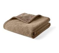 Paolo - plaid - 100x140 cm - en velours texturé et velours - Taupe Taupe G