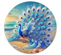 Paon 1000 Piece Paon Spreads Its Wings Puzzle Rond, pour Enfants Adult De Forme Irrégulière, Décoration pour Enfants Cadeau 12 Ans De Qualité Supérieure 1000pcs (67.5x67.5cm)