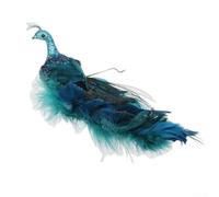 Paon artificiel bleu à plumes de paon pour décoration de sapin de Noël