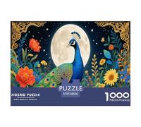 Paon au Clair de Lune | Animal Exotique Puzzle 1000 Pièces, Défi Difficile Jouet Amusant pour Adultes Et Enfants Jeu Éducatif Décor Mural & Cadeau Unique 38x26cm/1000pcs