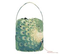 Paon avec plumes ouvertes, sac fourre-tout pour crochet, sac de rangement portable pour aiguilles à tricoter, tricot, voyage