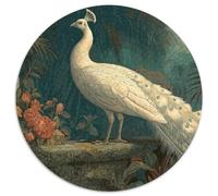 Paon Blanc perché sur Un Rebord de Pierre moussu Cadeau Unique Décoration Intérieure Jeu ÉduChatif Challenge Toy Adultes & Enfants des 14 Ans 1000pcs (67.5x67.5cm)