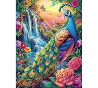 Paon dans Le Jardin Aquatique avec Cascade 1000 Pièces Puzzle pour Ado en Carton Haute Qualité Épais Contes de fées fantastiques d'animaux Sauvages Facile Débutant Jeu De Société Cadeau Fête des Pèr