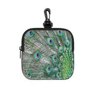 Paon déployant Ses Plumes, Ailes Ouvertes,Pochette de Rangement carrée à Fermeture éclair, Porte-Monnaie en néoprène, Petit Portefeuille, Pochette à Monnaie, Porte-Monnaie