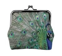 Paon déployant Ses Plumes, Ailes Ouvertes,Porte-Monnaie en Cuir PU, Petit Portefeuille, Pochette à Monnaie avec Fermoir Baiser