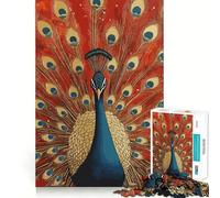 Paon Fier aux Plumes déployées Puzzle de 1000 pièces pour Adolescents Jeu de réflexion et d'évasion apaisant Cadeau attentionné 38x52cm