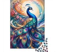 Paon Plume Fleur 1000 Pièces Mini Puzzle pour Adolescents Relaxant