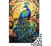 Paon Puzzle À 1000 Morceaux Papier Épais Paon Warm Art Puzzle Familial Passionnés Casse-tête Parents-Enfants Compatible Plateau Loisirs Maison 38x26cm/1000pcs