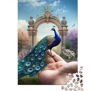Paon Set De 1000 Pièces Papier Recyclé Paon by Floral Arch Puzzle Adulte Facile À Ranger Casse-tête Engageant Heures Divertissement Activité Lien Familial 38x26cm/1000pcs