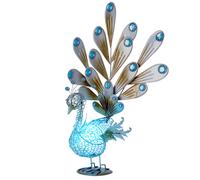 Paon solaire lampe décorative lampe solaire paon lampe extérieure figure animale solaire, pierres décoratives en métal, IP44, LED 0,06W, LxlxH 38x21,3x56,8 cm