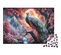Paon sous la Lune Brillante Jigsaw - 1000 Pièces Jeux Éducatifs, Faune Sauvage Décoration De Maison, Puzzle Défi pour Adultes Idéal en Cadeau 52x38cm/1000pcs