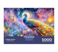 Paon sous la Lune dans Un Jardin Magique Puzzle De 1000 Pièces Belle Peacock Parfait pour Le Lien Familial, Adultes Et Enfants 38x26cm/1000pcs