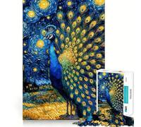 Paon sous Un Ciel étoilé Puzzle 1000 pièces pour Adultes Jeu de réflexion Anti-anxiété Bords précis Cadeau attentionné (38x26cm)