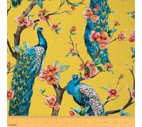Paon Tissus au metre, luxueuse fleur branches Tissu 184x150cm chaise, fleurs chic animaux paon plumes décoration Tissus Couture Textiles Patchwork Quilting DIY Fabric
