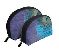 Paon Violet et Bleu Sarcelle, Trousse de Maquillage Coquille Femme Petit Porte-Monnaie Trousse de Toilette Trousse à cosmétiques 2 pièces