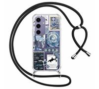 Paovkoi Coque pour Samsung Galaxy S24 5G avec Cordon, Aesthetic été océan Collage Motif Transparent Etui avec Réglable Collier Corde, Protection Portable Housse Bumper pour Samsung S24 5G 6,2'' - 01