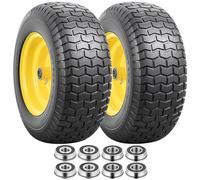 PaoWin 2PCS 16x6.50-8 pneus pleins 16 pouces roues increvables 16x6.50-8 avec alésage d'axe 3/4 pouces et roulements à double étanchéité, compatibles avec les diables, pneus de tondeuse| jaune