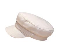 Paowsietiviity Casquette en lin de coton pour capitaine de marin rétro, béret breton, casquette plate, casquette de pêcheur, casquette de style newsboy, unisexe, beige
