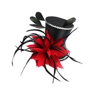 Paowsietiviity Chapeau bibi vintage à plumes pour femme Rouge