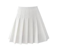 Paowsietiviity Jupe plissée taille haute pour femme - Mini jupe patineuse de tennis - Uniformes - Motif écossais bleu - Taille S, Blanc, S, 36 FR