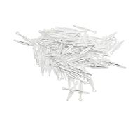 Paowsietiviity Lot de 100 breloques 3D en forme de plume en métal pour fabrication de bijoux - Blanc argenté - 29 x 5 x 2 mm