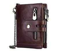 Paowsietiviity Portefeuille pour homme en cuir de vache avec porte-cartes RFID à deux volets Café 90 x 115 x 25 mm, Café, 90 x 115 x 25 mm, 90x115x25mm, comme description