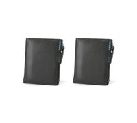 Paowsietiviity Portefeuille vertical pour homme avec fentes pour cartes d'identité et cartes d'identité - Style à deux volets - Fermeture éclair - Noir, Lot de 2 (noir), Fidèle à la description, comme