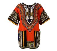 Paowsietiviity Robe unisexe imprimé africain Dashiki, chemise ethnique, caftan jaune, Orange, 8