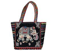 Paowsietiviity Sac à bandoulière brodé fait à la main pour femme Sac de voyage Cadeau Rouge chouette, Éléphant noir et blanc, 30x9x21cm