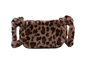 Paowsietiviity Sac fourre-tout souple en fausse fourrure - Imprimé léopard Marron, marron, Medium