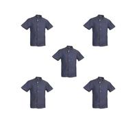 Paowsietiviity Veste de chef unisexe en jean à manches courtes pour uniforme de cuisine Bleu M, Lot de 5 (bleu, L), taille unique