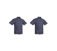 Paowsietiviity Veste de chef unisexe en jean à manches courtes pour uniforme de cuisine Bleu M, Lot de 2 (bleu M), taille unique