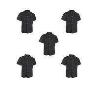 Paowsietiviity Vestes de chef unisexe manteau manches courtes chemise uniforme de cuisine M blanc, Lot de 5 (noir, M), M