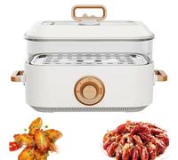 Papa à vapeur électrique, pavillon à vapeur à vapeur de diamètre en acier inoxydable de 5L à grande capacité avec un contrôle du feu à deux niveaux pour les légumes, les viandes, les grains