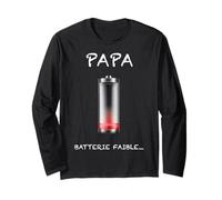 Papa Batterie Faible Epuisement Parental Humour Homme Manche Longue