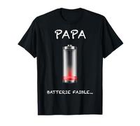 Papa Batterie Faible Epuisement Parental Humour Homme T-Shirt