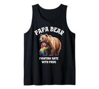 Papa Bear Rainbow Cub Fighting Hate Gay Pride Support LGBTQ Débardeur