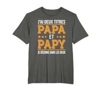 Papa Cadeau Fête Des Pères Deux Titres Papa et Papy T-Shirt