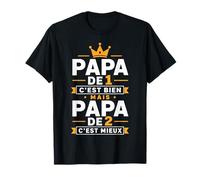 Papa De 1 C'est Bien mais Papa De 2 C'est Mieux Cadeau Papy T-Shirt