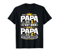 Papa De 1 C'est Bien mais Papa De 2 C'est Mieux Cadeau Papy T-Shirt