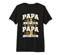 Papa De 1 C'est Bien mais Papa De 2 C'est Mieux Cadeau Papy T-Shirt Haut de Gamme