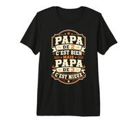 Papa De 2 C'est Bien mais Papa De 3 C'est Mieux Cadeau Papy T-Shirt Haut de Gamme