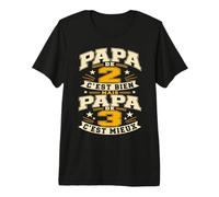 Papa De 2 C'est Bien mais Papa De 3 C'est Mieux Cadeau Papy T-Shirt Haut de Gamme