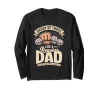 Papa de 3 Enfants Cool Papa de Trois Enfants Fête des Pères Manche Longue