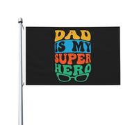 Papa Est Mon Super-Héros Drapeau De Bienvenue Décoration De Jardin Durable Bannière Double Face Pour Bureaux Balcon D'Intérieur 3X5 Ft