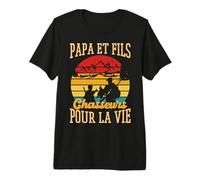 Papa et Fils Chasseurs pour la Vie rétro Vintage père Enfant T-Shirt Haut de Gamme