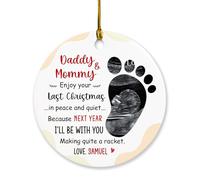 Papa et maman 2025 personnalisés pour profiter de votre dernier Noël dans la paix et le calme ornement souvenir, annonce de bébé, image personnalisée et nom attendant des ornements de bébé, ornements